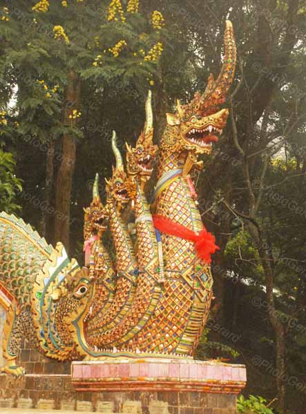 Nagas at the Entrance of Doi Suthep Temple Chiang Mai Thailand